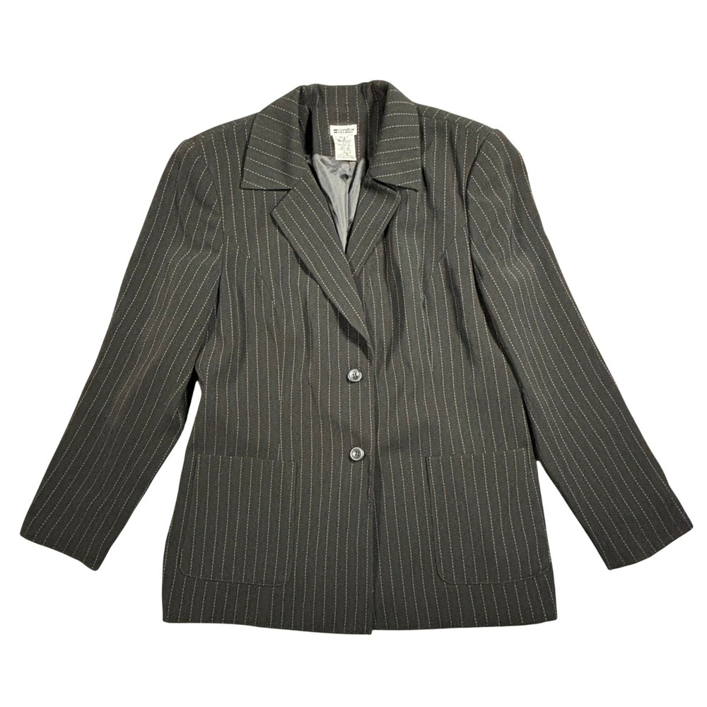 Units Women's Black Pinstripe Blazer Size 14‎ Single Breasted Office Career